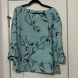 Charter Club Teal Linen Blouse